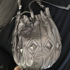 Silver handbag (brand unknown)